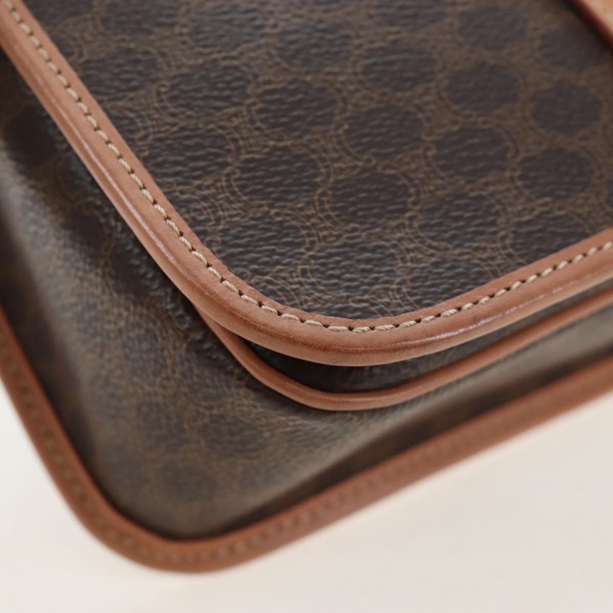 CELINE Macadam Canvas Shoulder Bag PVC Leather Brown Gold Auth 191817V