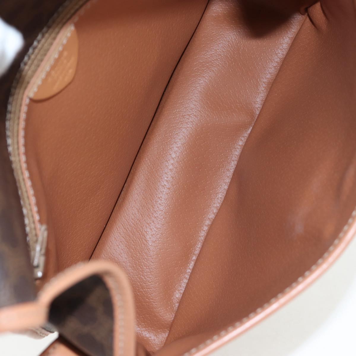 CELINE Macadam Canvas Shoulder Bag PVC Leather Brown Gold Auth 191817V