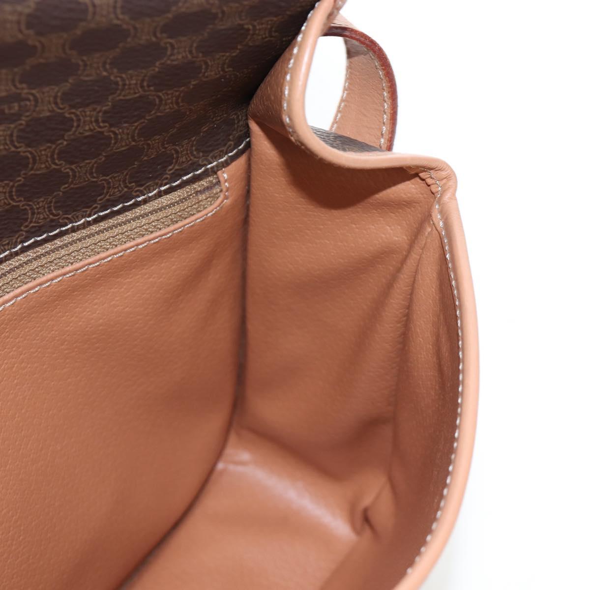 CELINE Macadam Canvas Shoulder Bag PVC Leather Brown Gold Auth 191817V