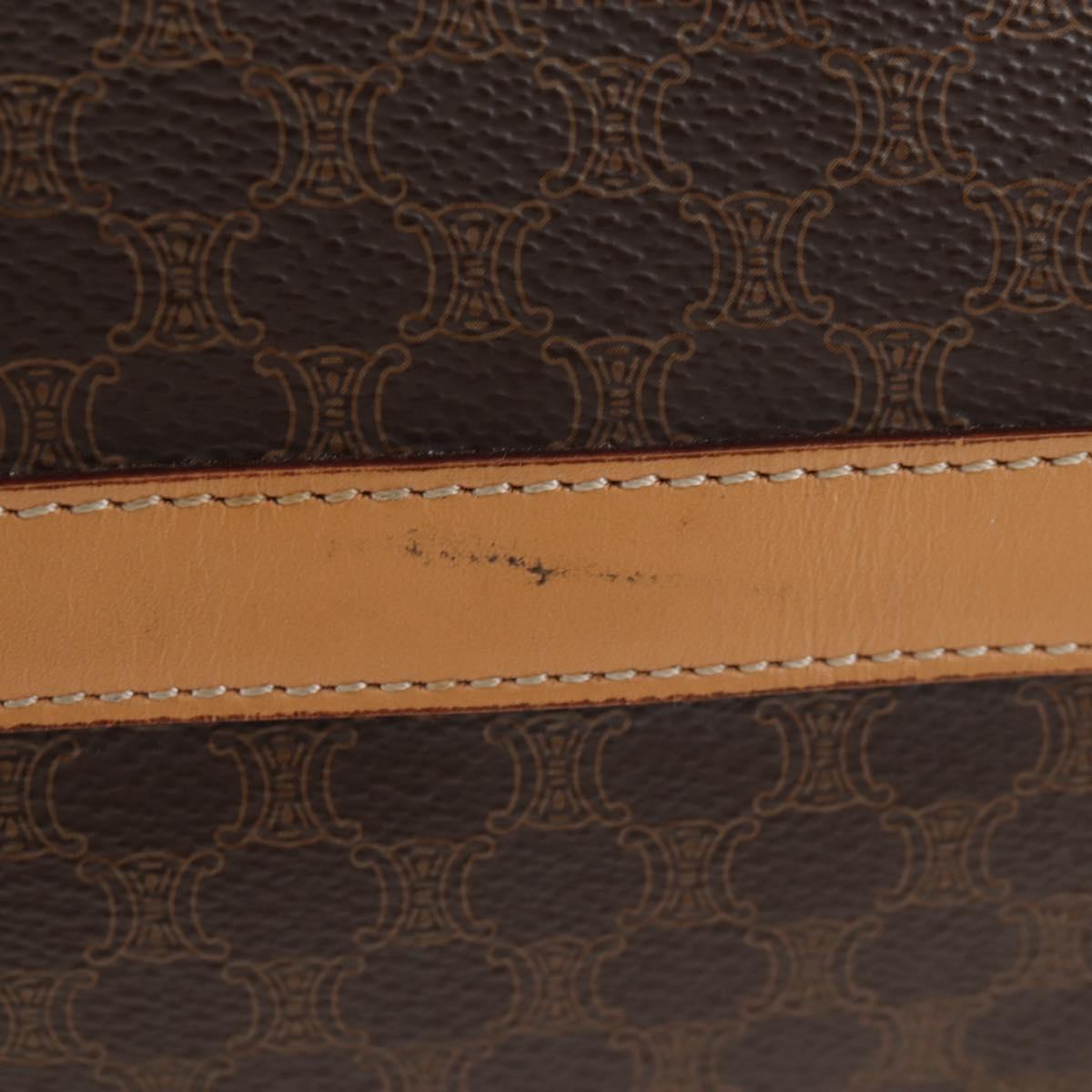 CELINE Macadam Canvas Boston Bag PVC Leather Brown Gold Auth 191818V