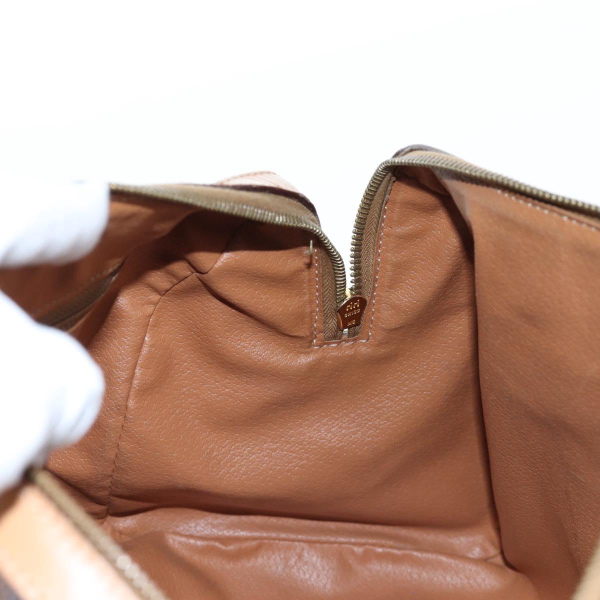 CELINE Macadam Canvas Boston Bag PVC Leather Brown Gold Auth 191818V