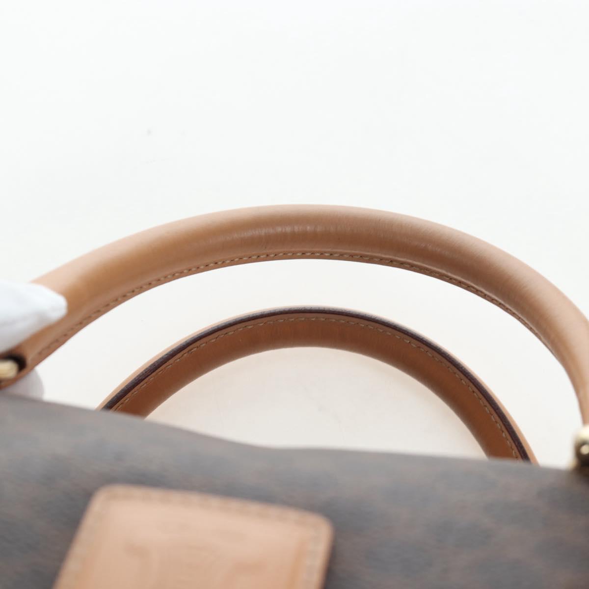CELINE Macadam Canvas Boston Bag PVC Leather Brown Gold Auth 191818V