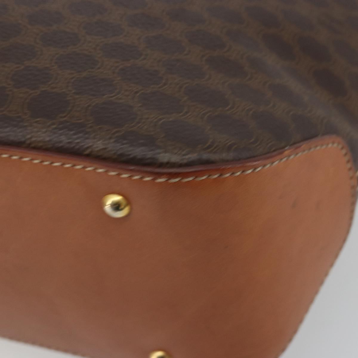 CELINE Macadam Canvas Hand Bag PVC Leather Brown Gold Auth 191819A