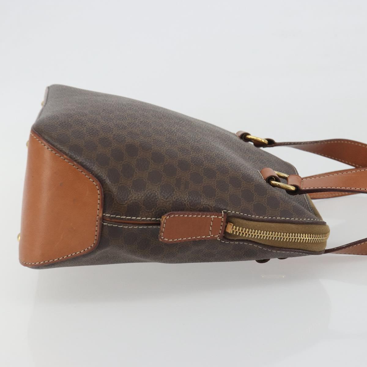 CELINE Macadam Canvas Hand Bag PVC Leather Brown Gold Auth 191819A