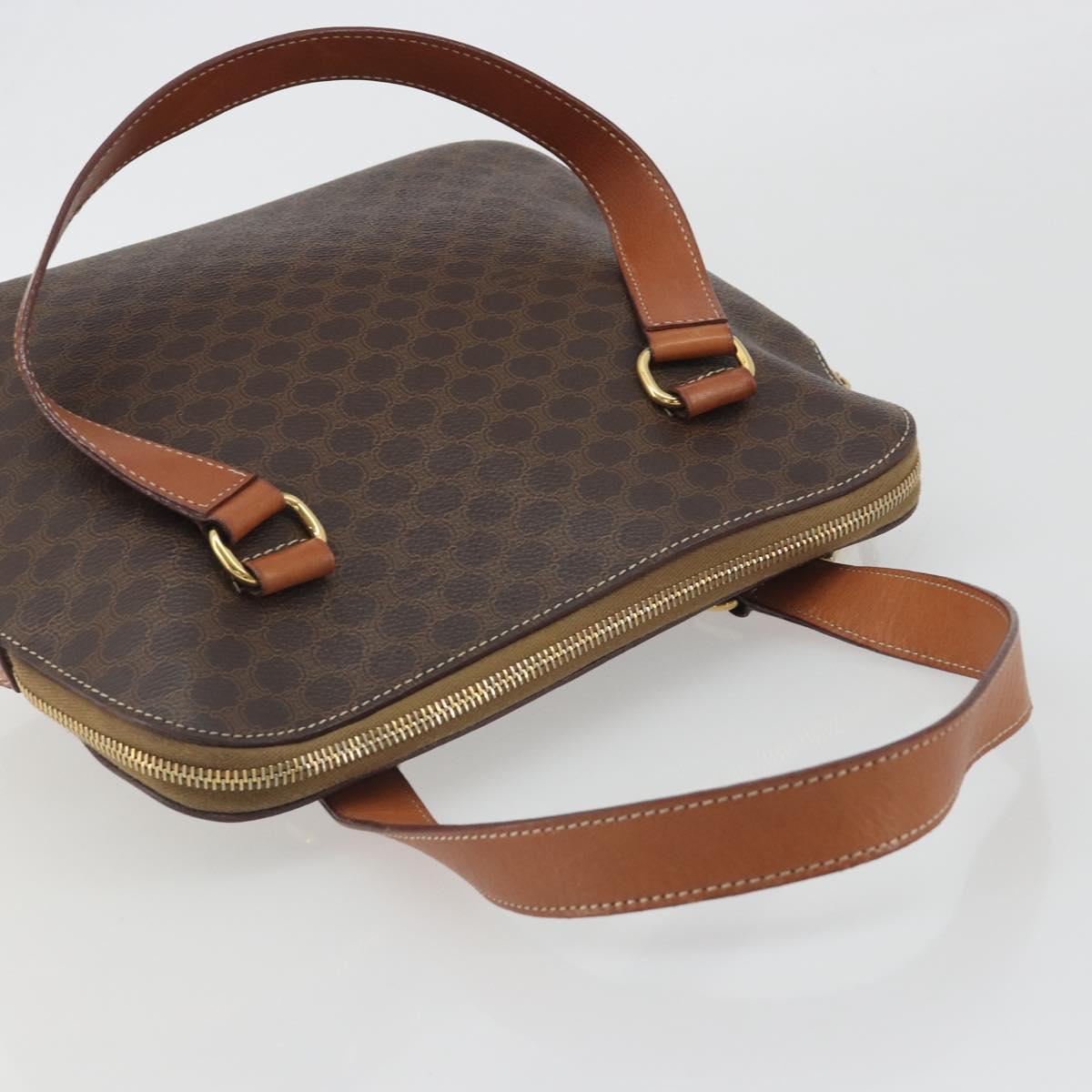 CELINE Macadam Canvas Hand Bag PVC Leather Brown Gold Auth 191819A
