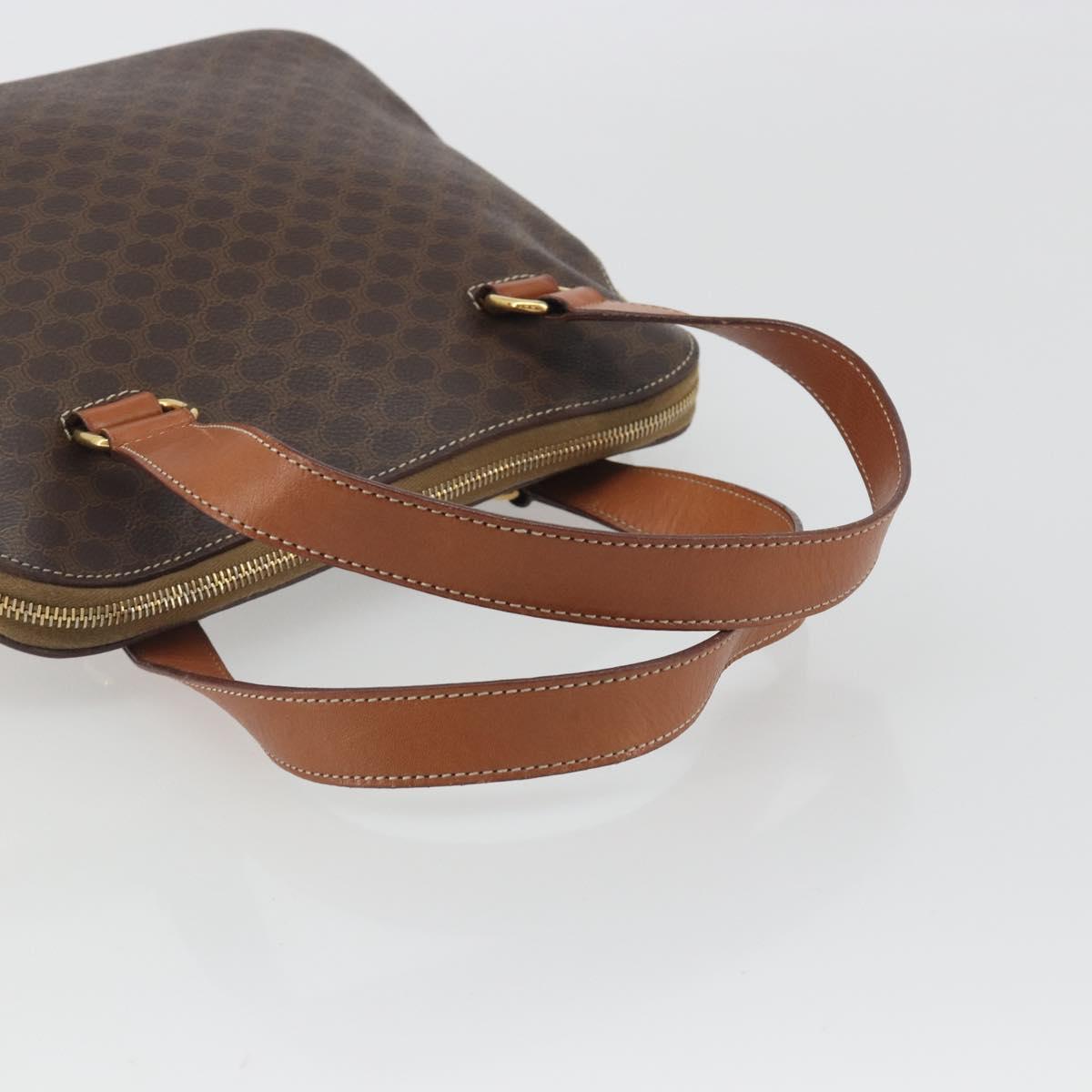 CELINE Macadam Canvas Hand Bag PVC Leather Brown Gold Auth 191819A