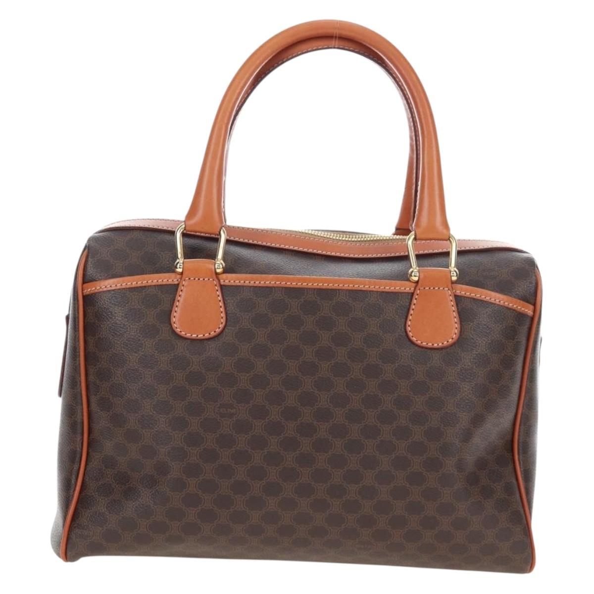 CELINE Macadam Canvas Hand Bag PVC Leather Brown Gold Auth 191820V