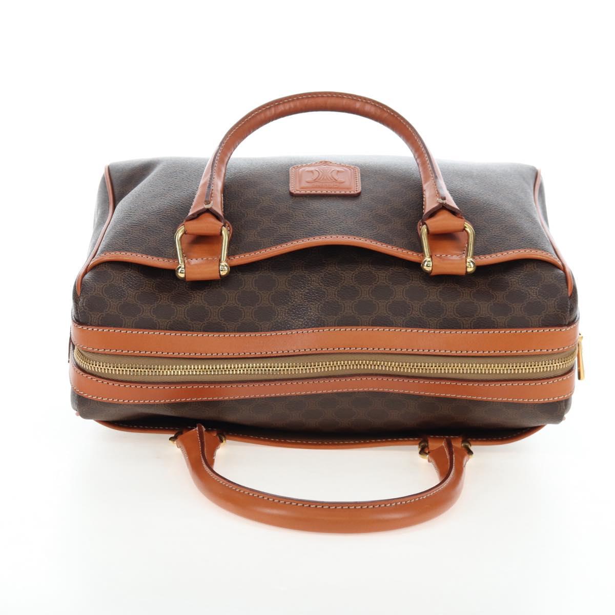 CELINE Macadam Canvas Hand Bag PVC Leather Brown Gold Auth 191820V