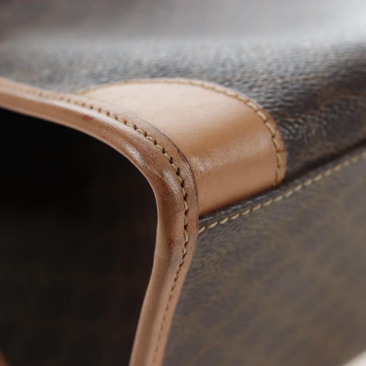CELINE Macadam Canvas Hand Bag PVC Leather Brown Gold Auth 191821V