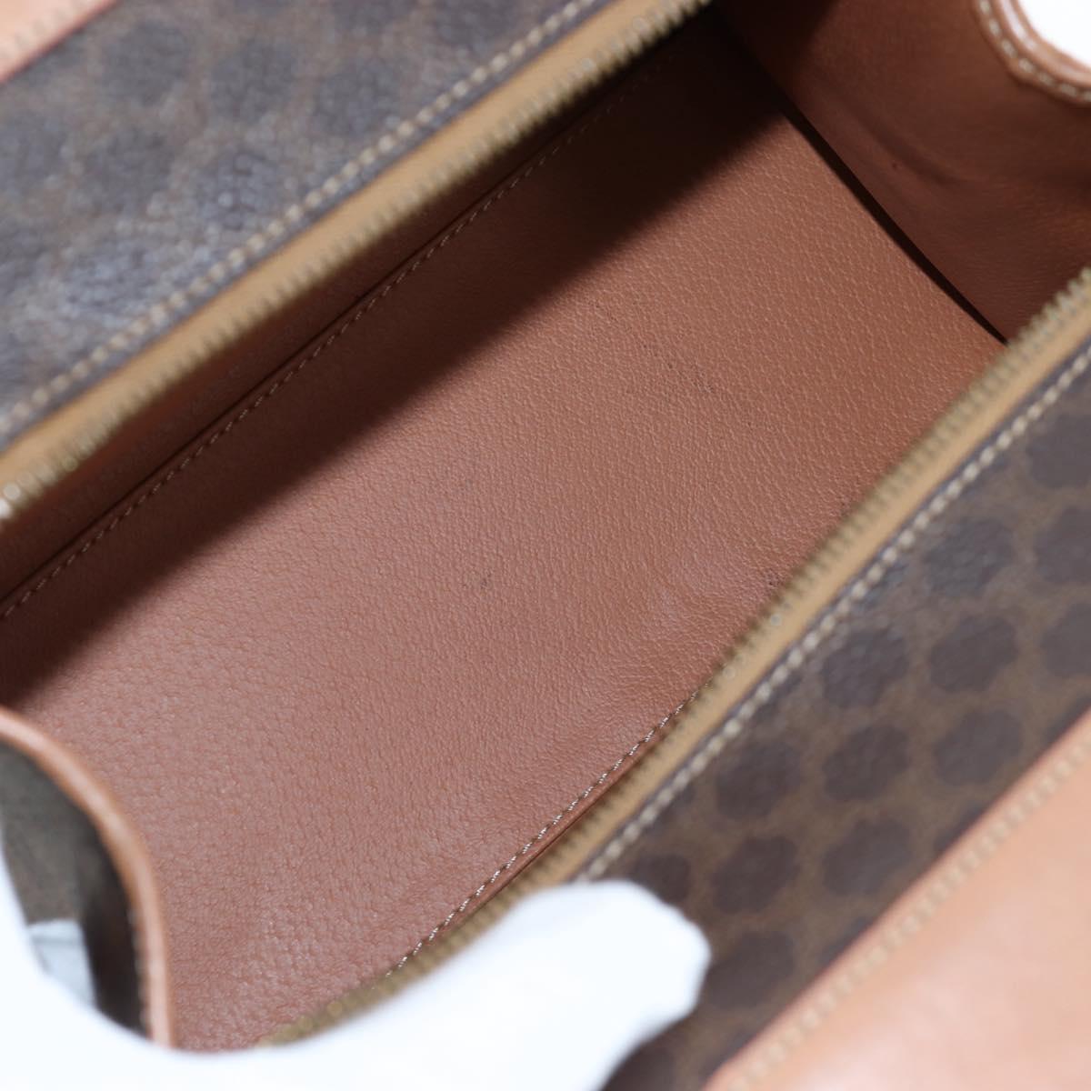 CELINE Macadam Canvas Hand Bag PVC Leather Brown Gold Auth 191821V