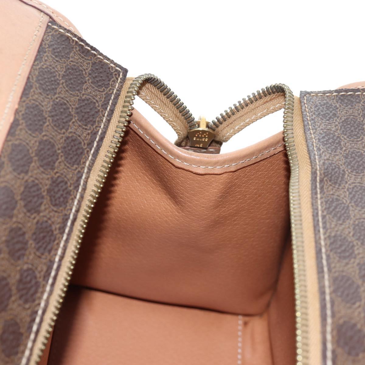 CELINE Macadam Canvas Hand Bag PVC Leather Brown Gold Auth 191821V