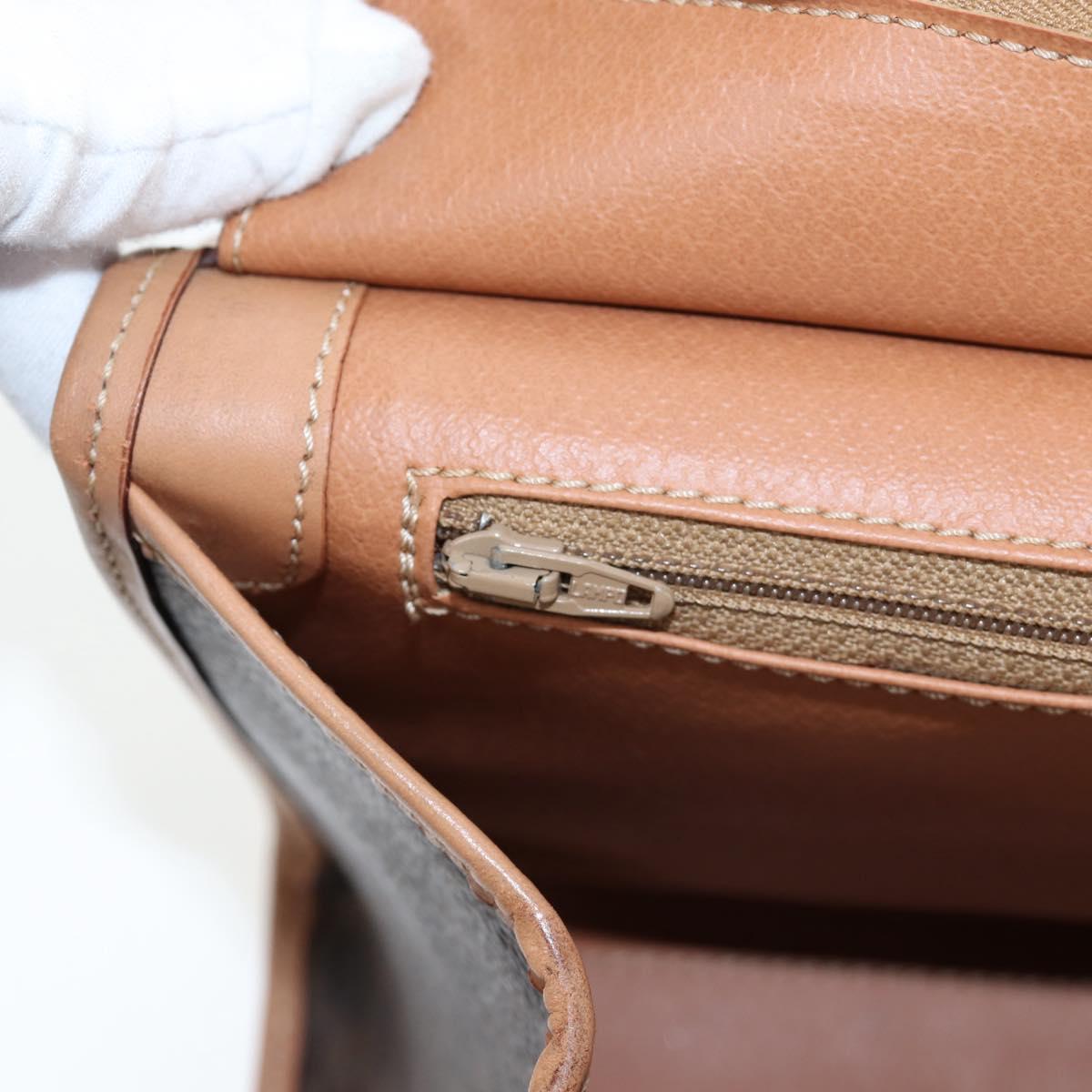 CELINE Macadam Canvas Hand Bag PVC Leather Brown Gold Auth 191821V