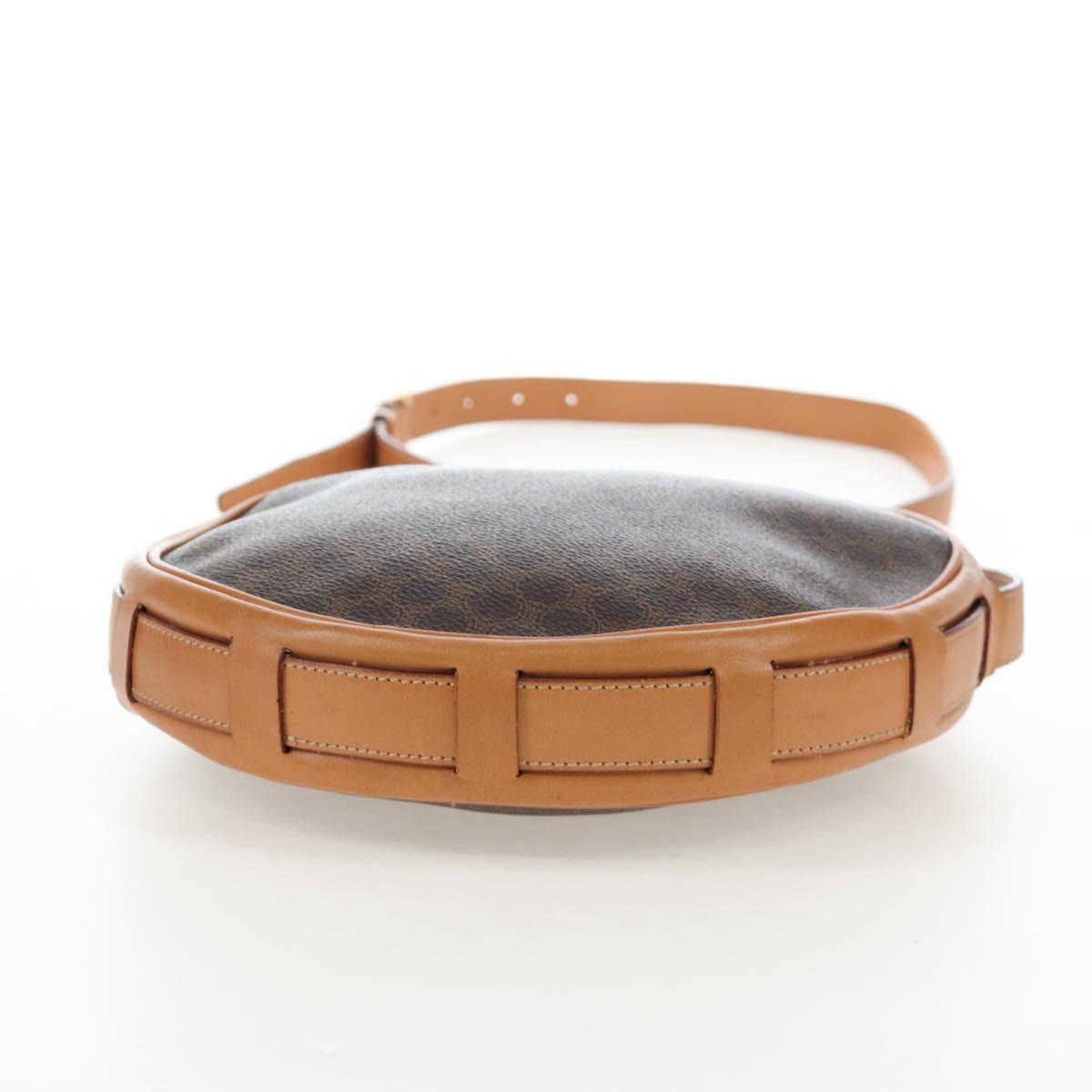 CELINE Macadam Canvas Shoulder Bag PVC Leather Brown Gold Auth 191822V