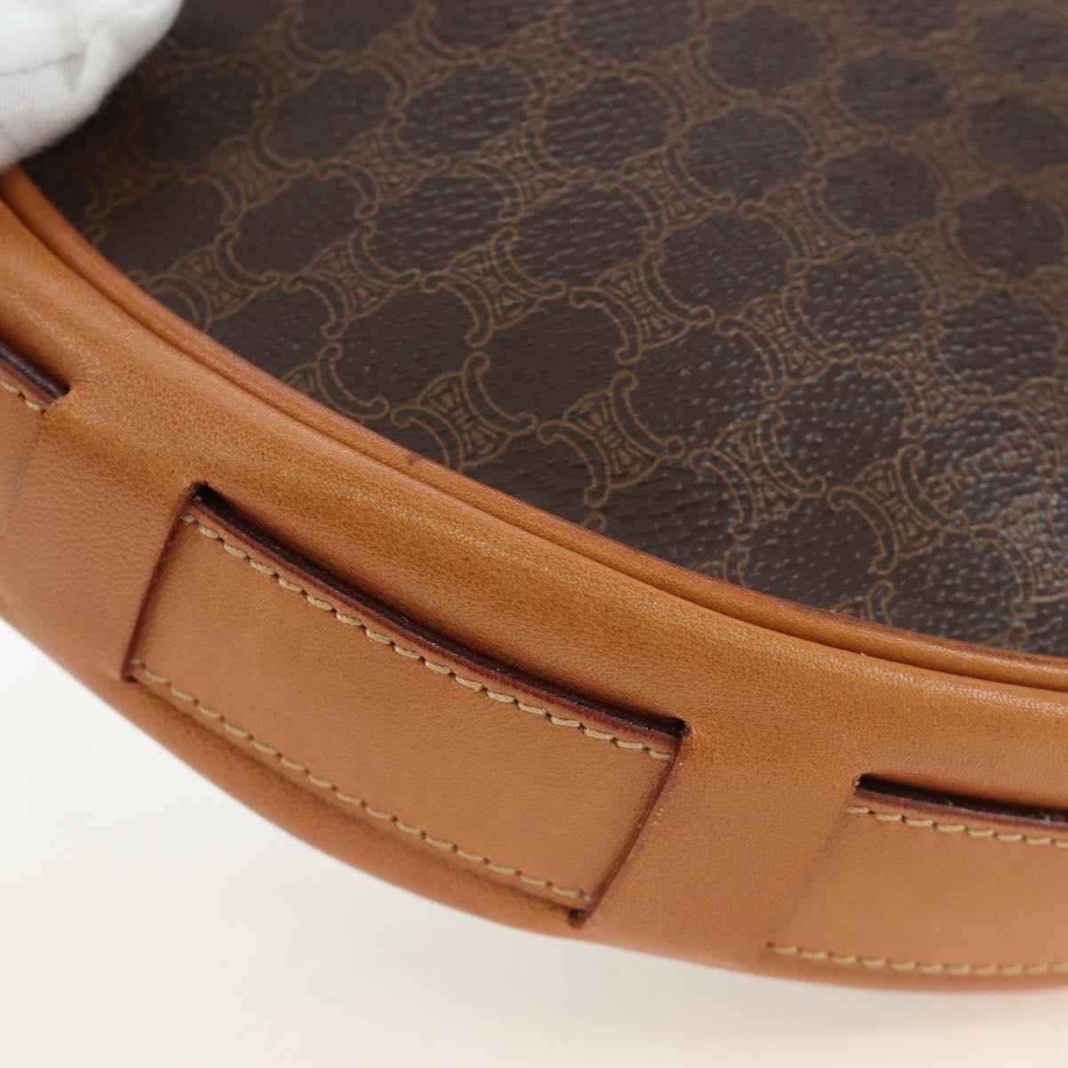 CELINE Macadam Canvas Shoulder Bag PVC Leather Brown Gold Auth 191822V