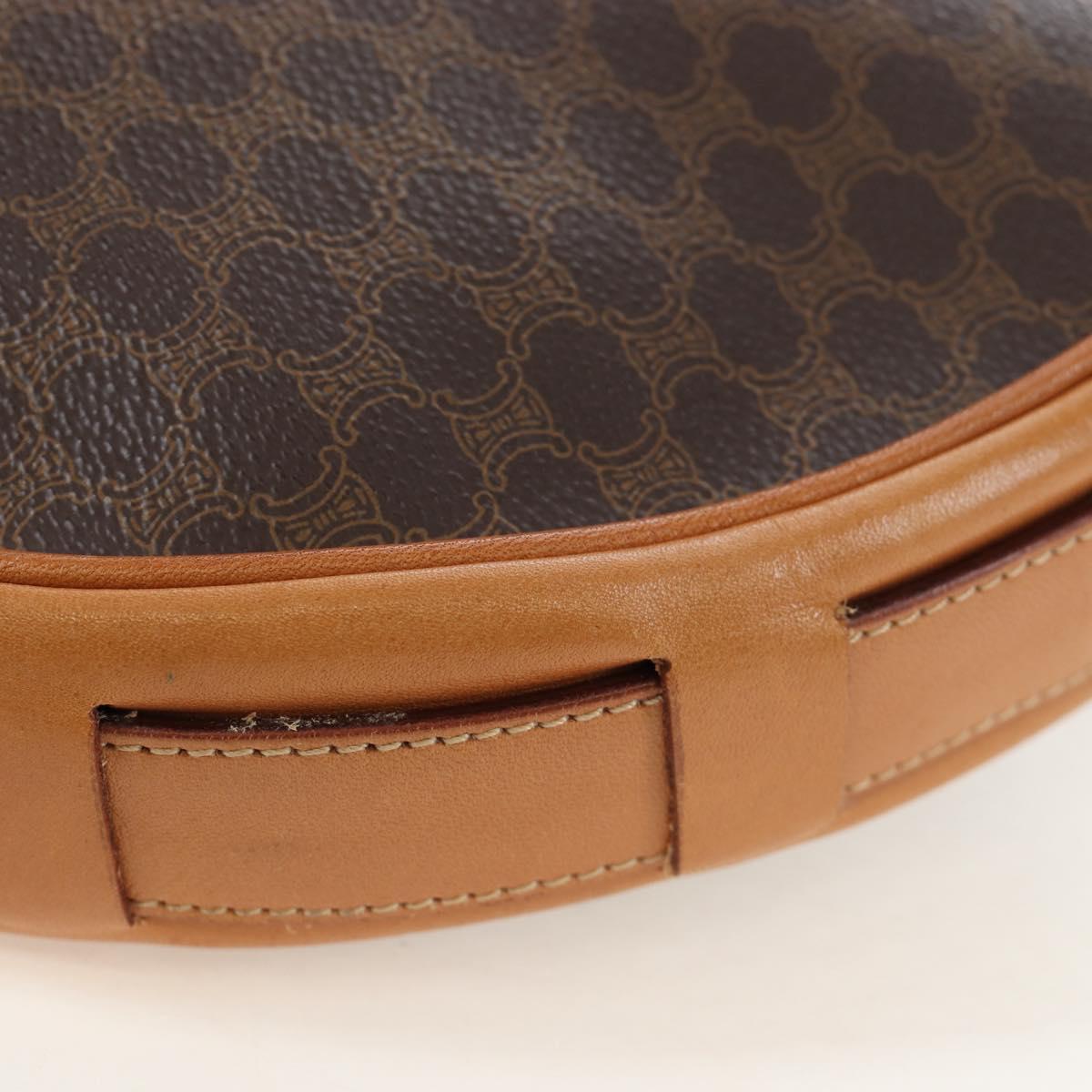 CELINE Macadam Canvas Shoulder Bag PVC Leather Brown Gold Auth 191822V