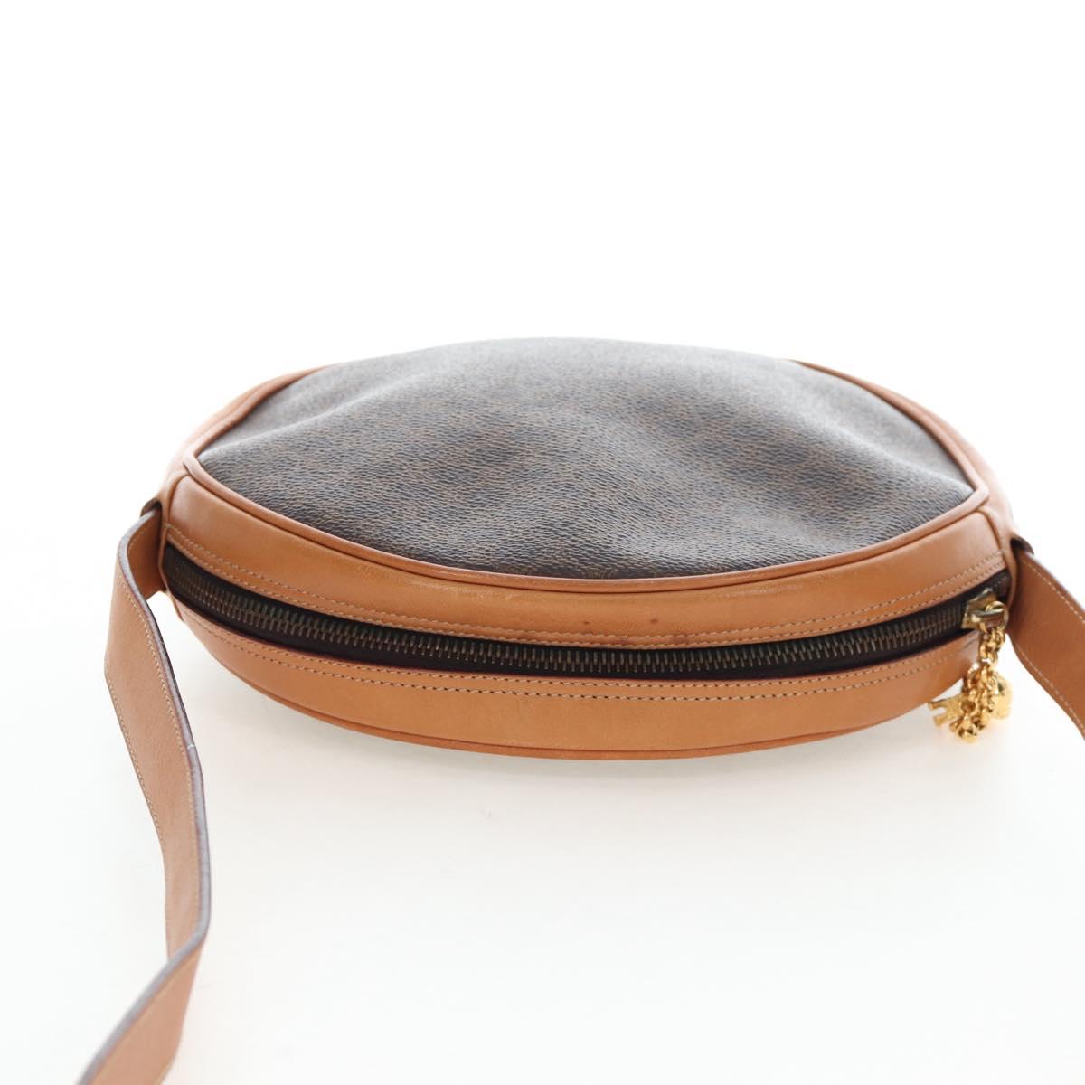 CELINE Macadam Canvas Shoulder Bag PVC Leather Brown Gold Auth 191822V