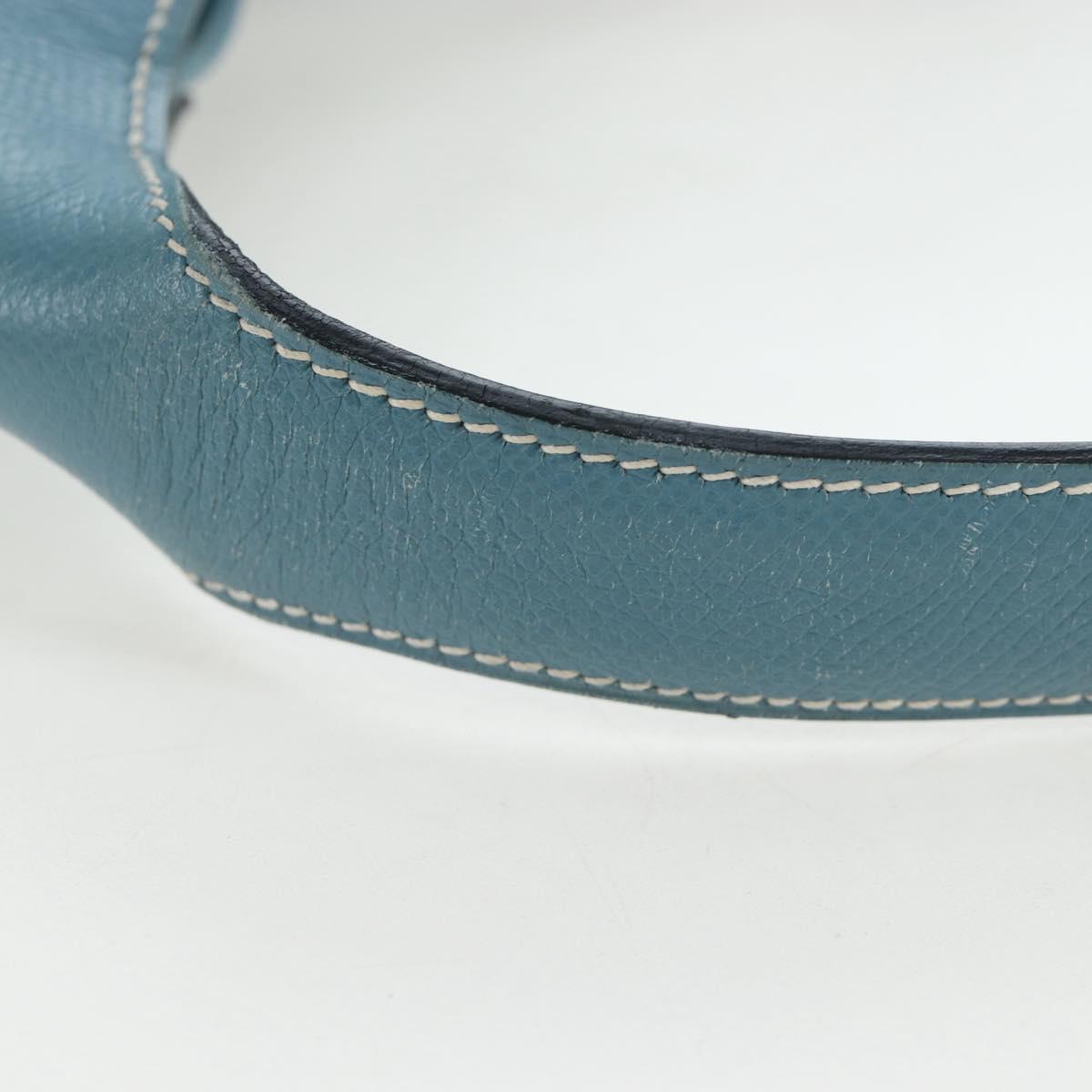 HERMES Trim 38 Shoulder Bag Leather Light Blue Silver Auth 191823M