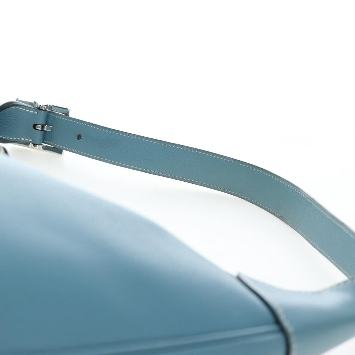 HERMES Trim 38 Shoulder Bag Leather Light Blue Silver Auth 191823M