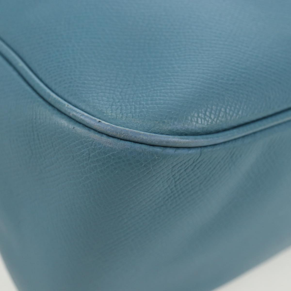 HERMES Trim 38 Shoulder Bag Leather Light Blue Silver Auth 191823M