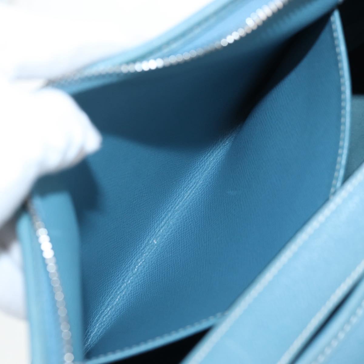HERMES Trim 38 Shoulder Bag Leather Light Blue Silver Auth 191823M