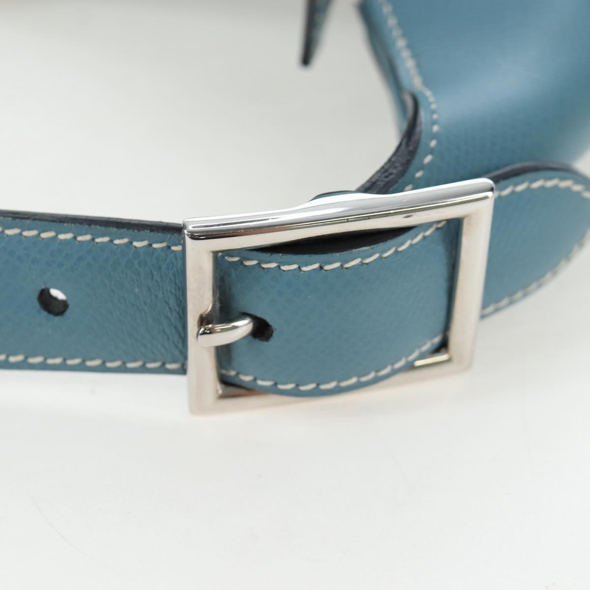 HERMES Trim 38 Shoulder Bag Leather Light Blue Silver Auth 191823M