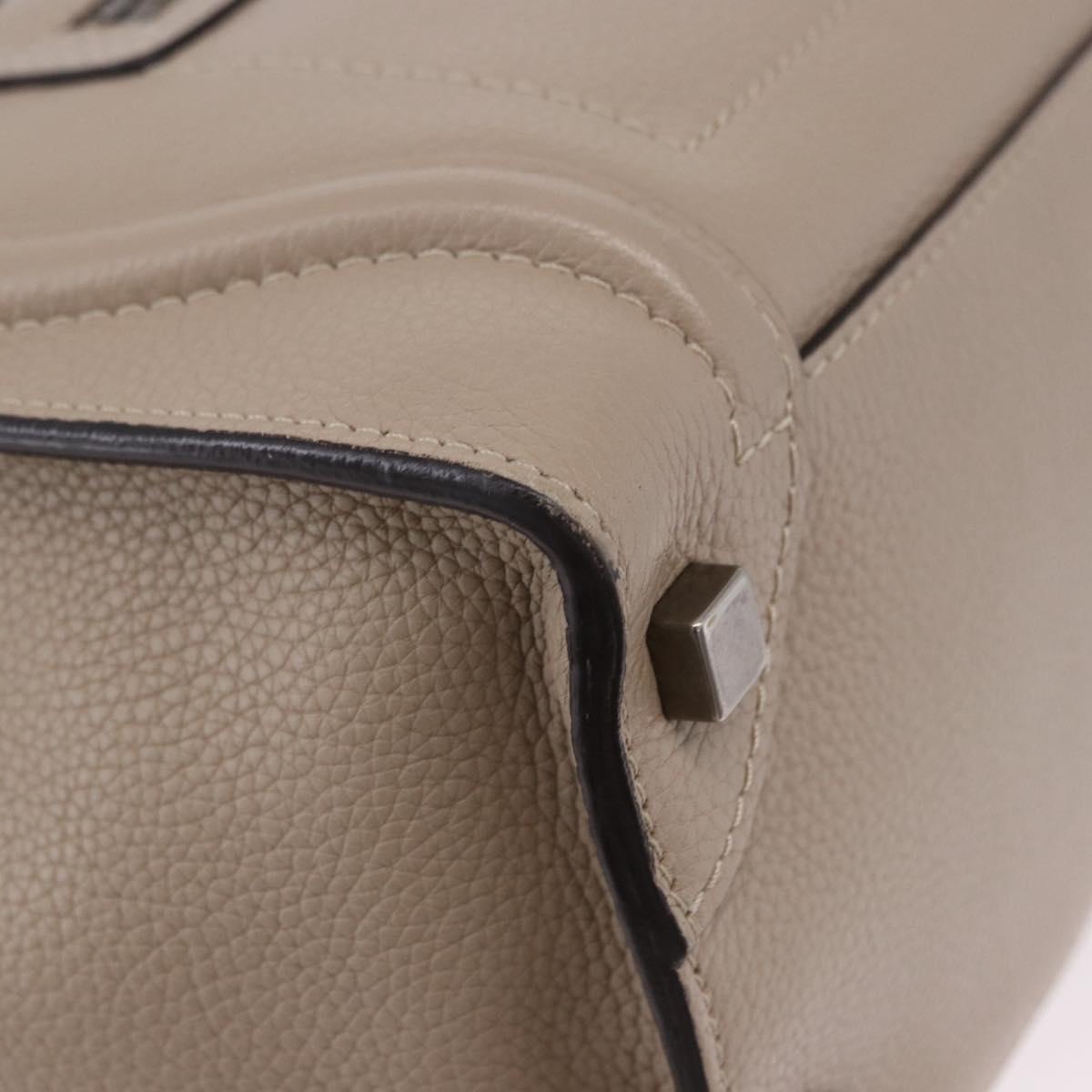 CELINE Luggage Micro Shopper Hand Bag Leather Beige Auth 191824V