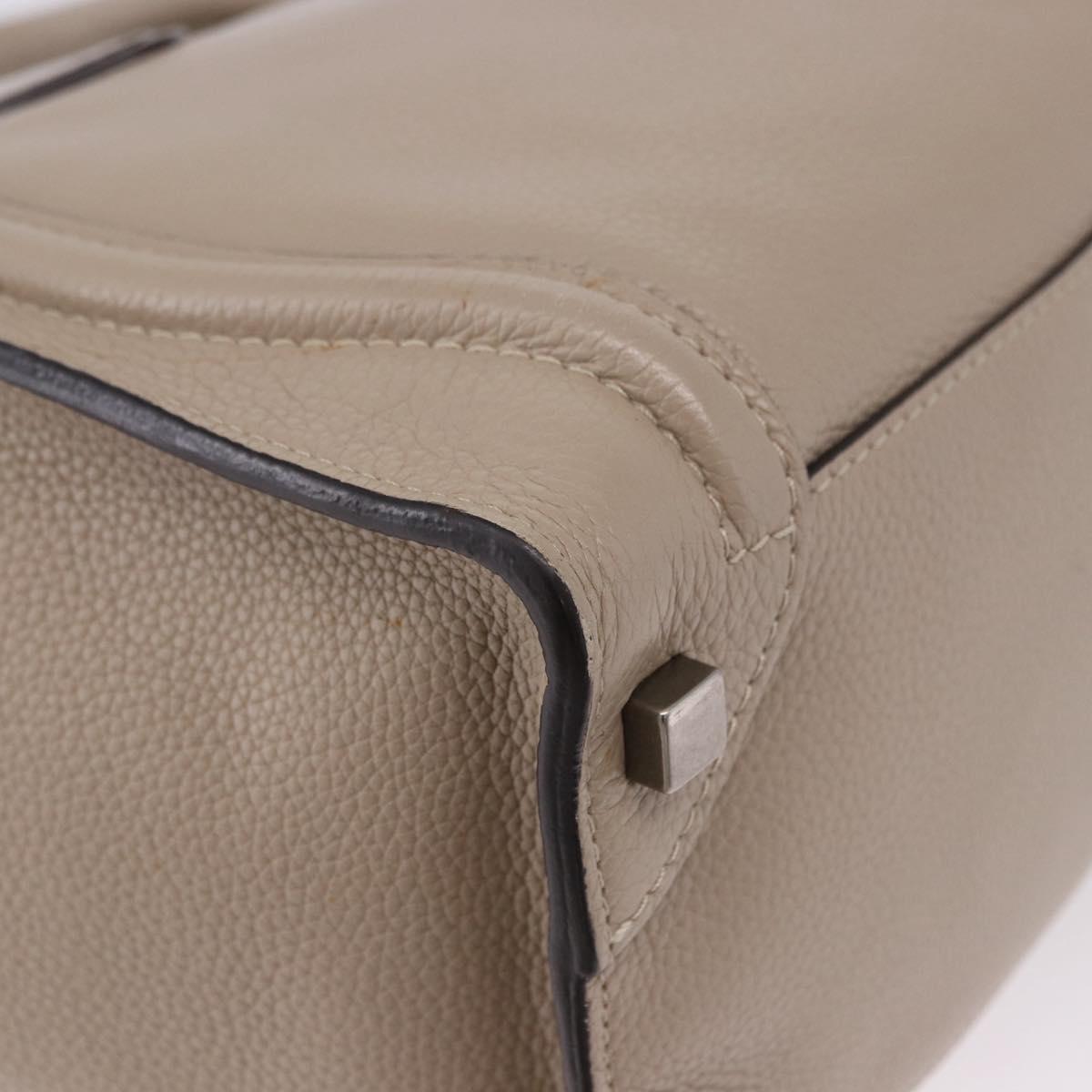 CELINE Luggage Micro Shopper Hand Bag Leather Beige Auth 191824V