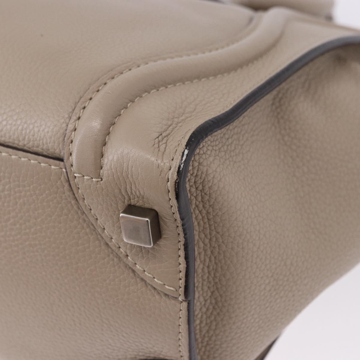 CELINE Luggage Micro Shopper Hand Bag Leather Beige Auth 191824V