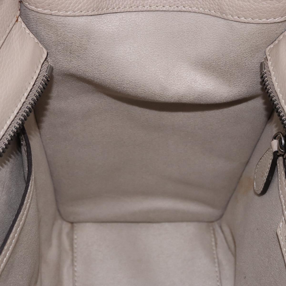 CELINE Luggage Micro Shopper Hand Bag Leather Beige Auth 191824V