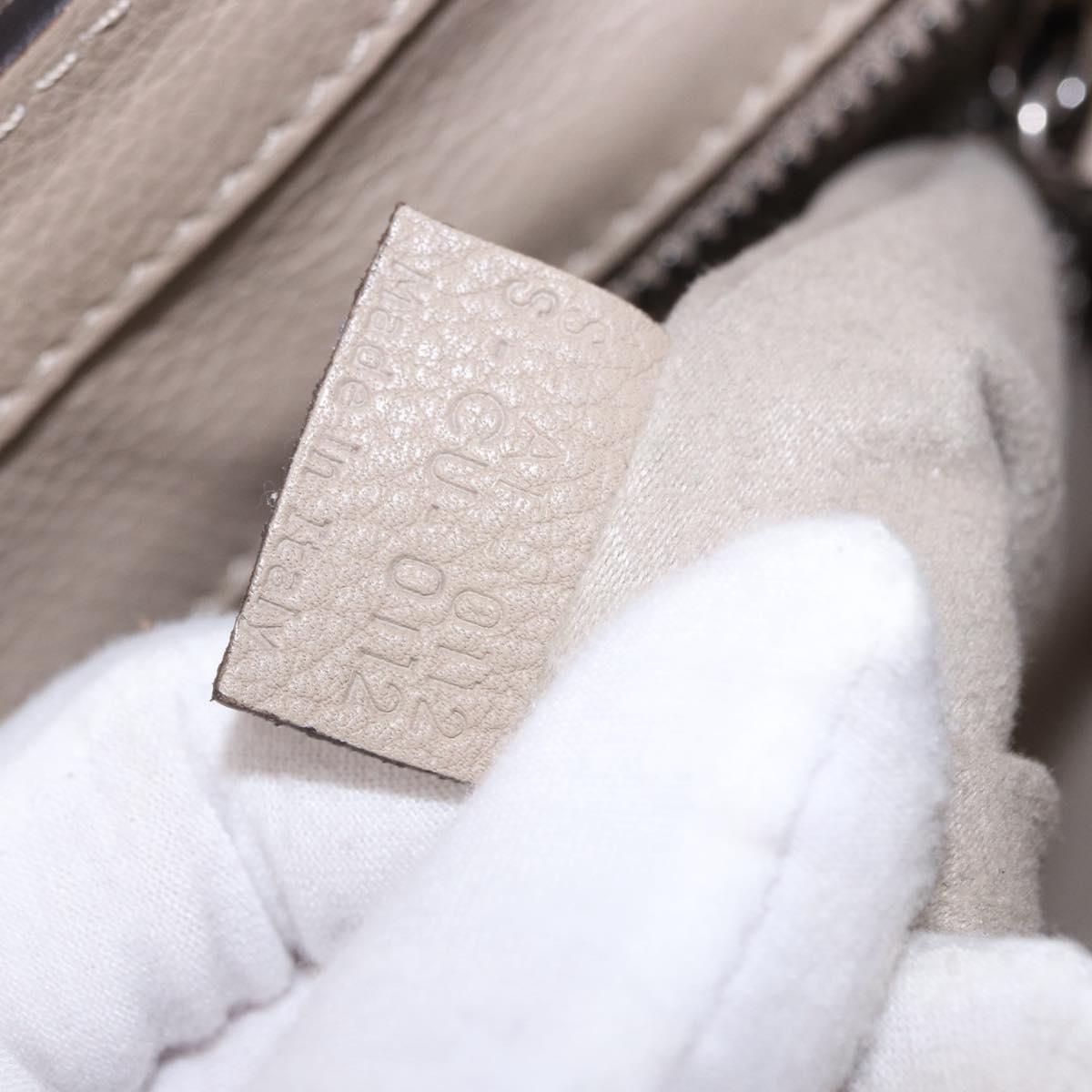 CELINE Luggage Micro Shopper Hand Bag Leather Beige Auth 191824V