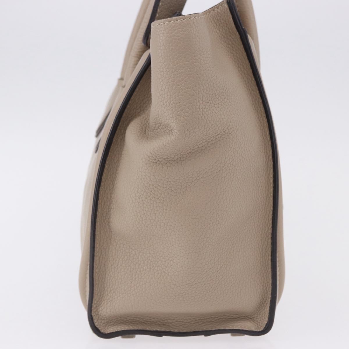 CELINE Luggage Micro Shopper Hand Bag Leather Beige Auth 191824V