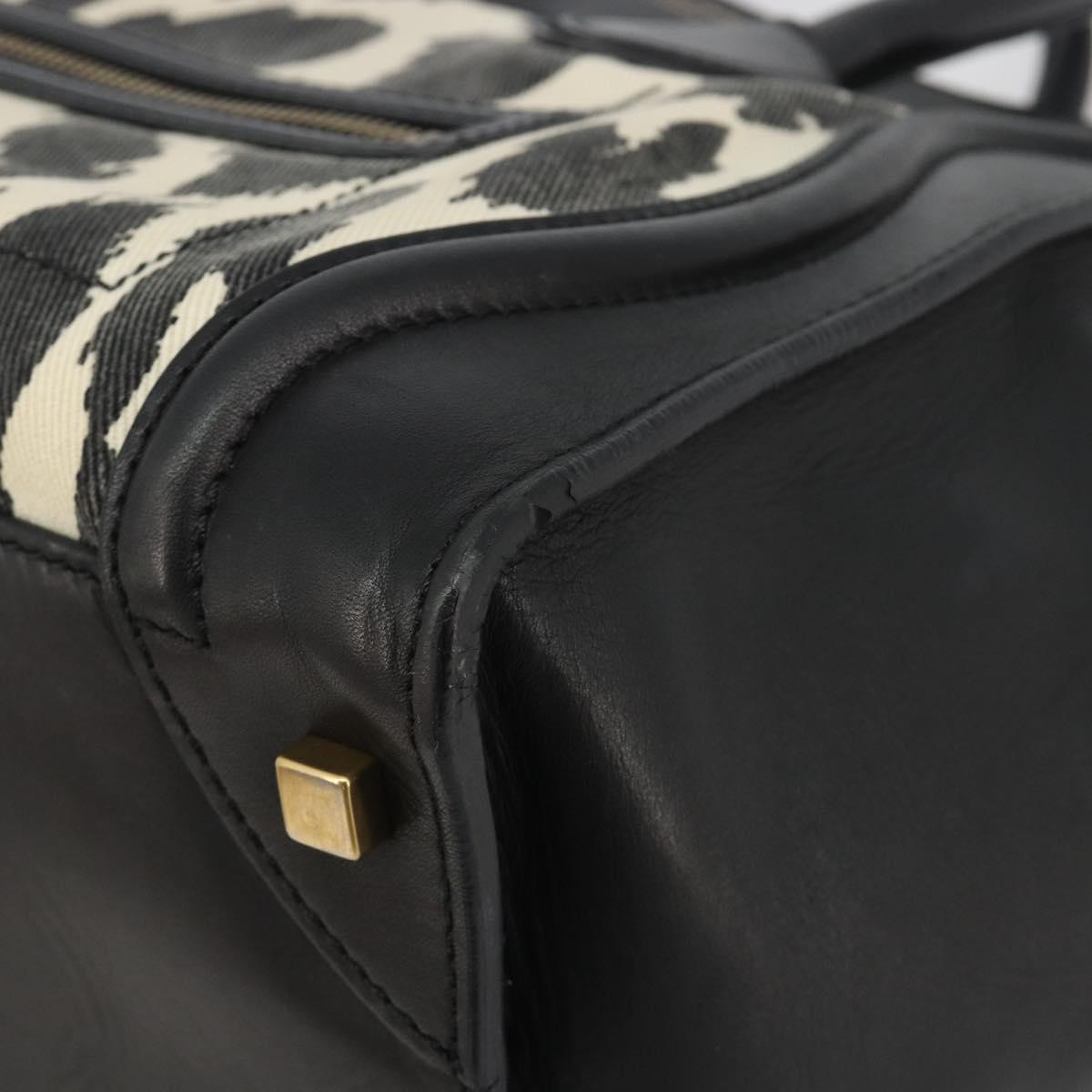 CELINE Luggage Hand Bag Canvas Black Gold Auth 191825V