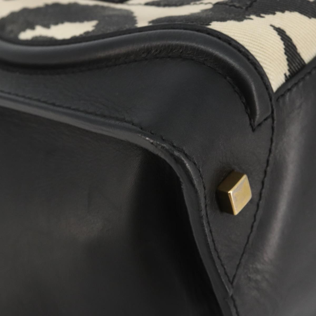 CELINE Luggage Hand Bag Canvas Black Gold Auth 191825V
