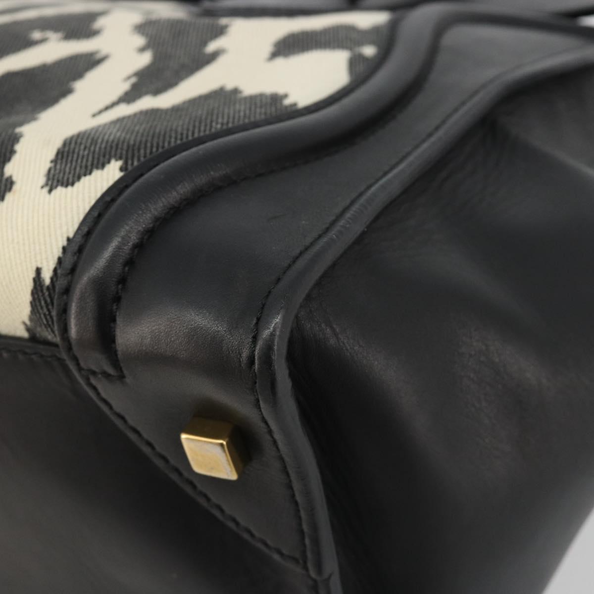 CELINE Luggage Hand Bag Canvas Black Gold Auth 191825V