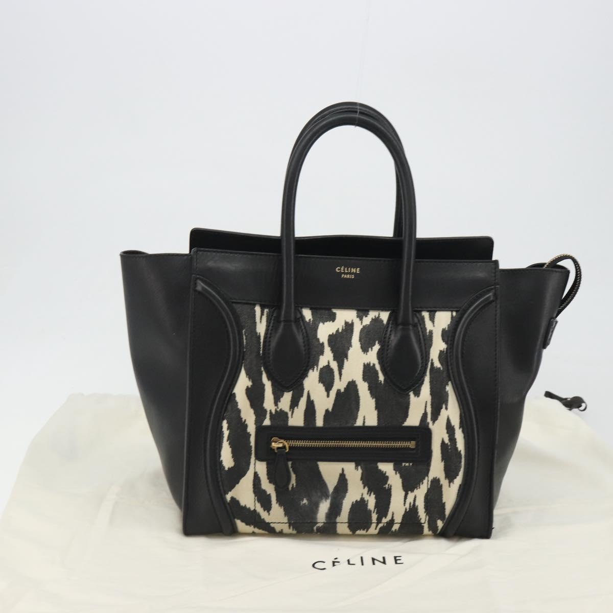 CELINE Luggage Hand Bag Canvas Black Gold Auth 191825V