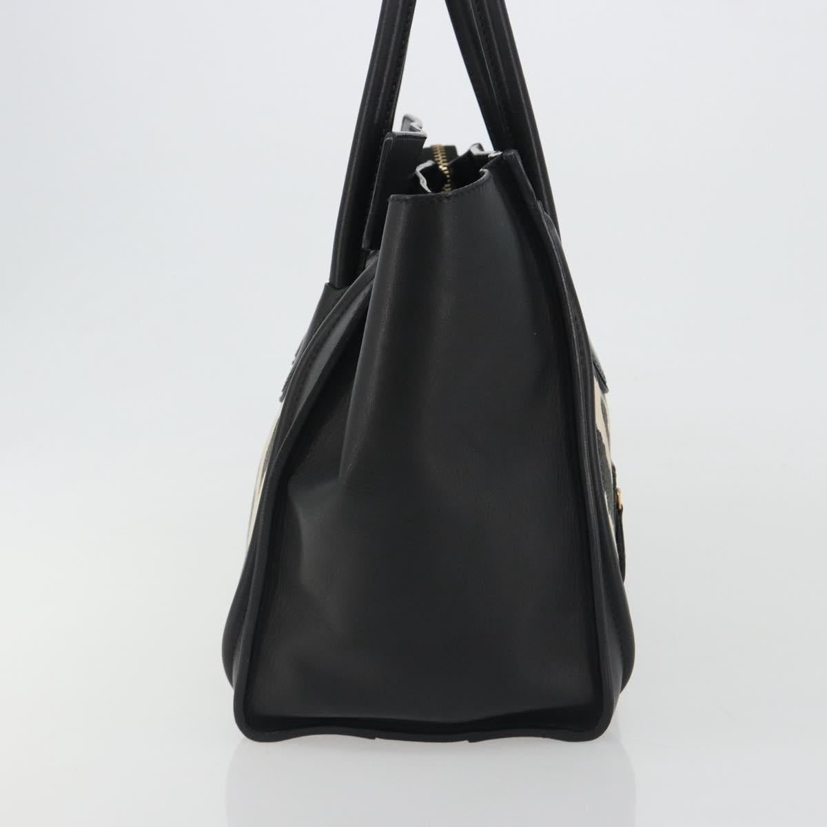 CELINE Luggage Hand Bag Canvas Black Gold Auth 191825V