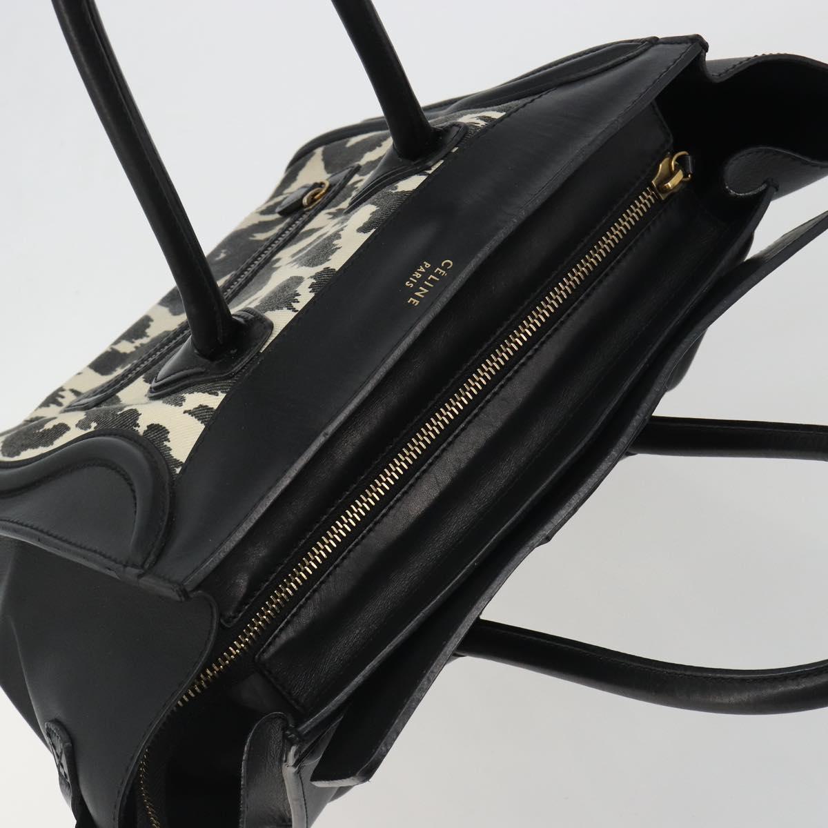 CELINE Luggage Hand Bag Canvas Black Gold Auth 191825V