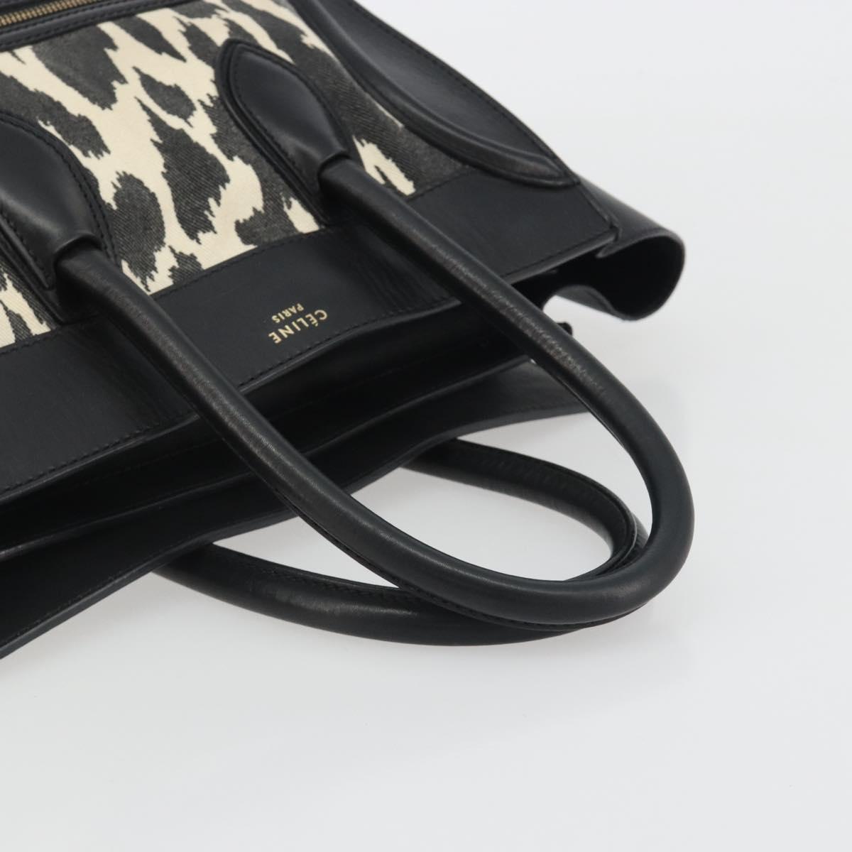 CELINE Luggage Hand Bag Canvas Black Gold Auth 191825V