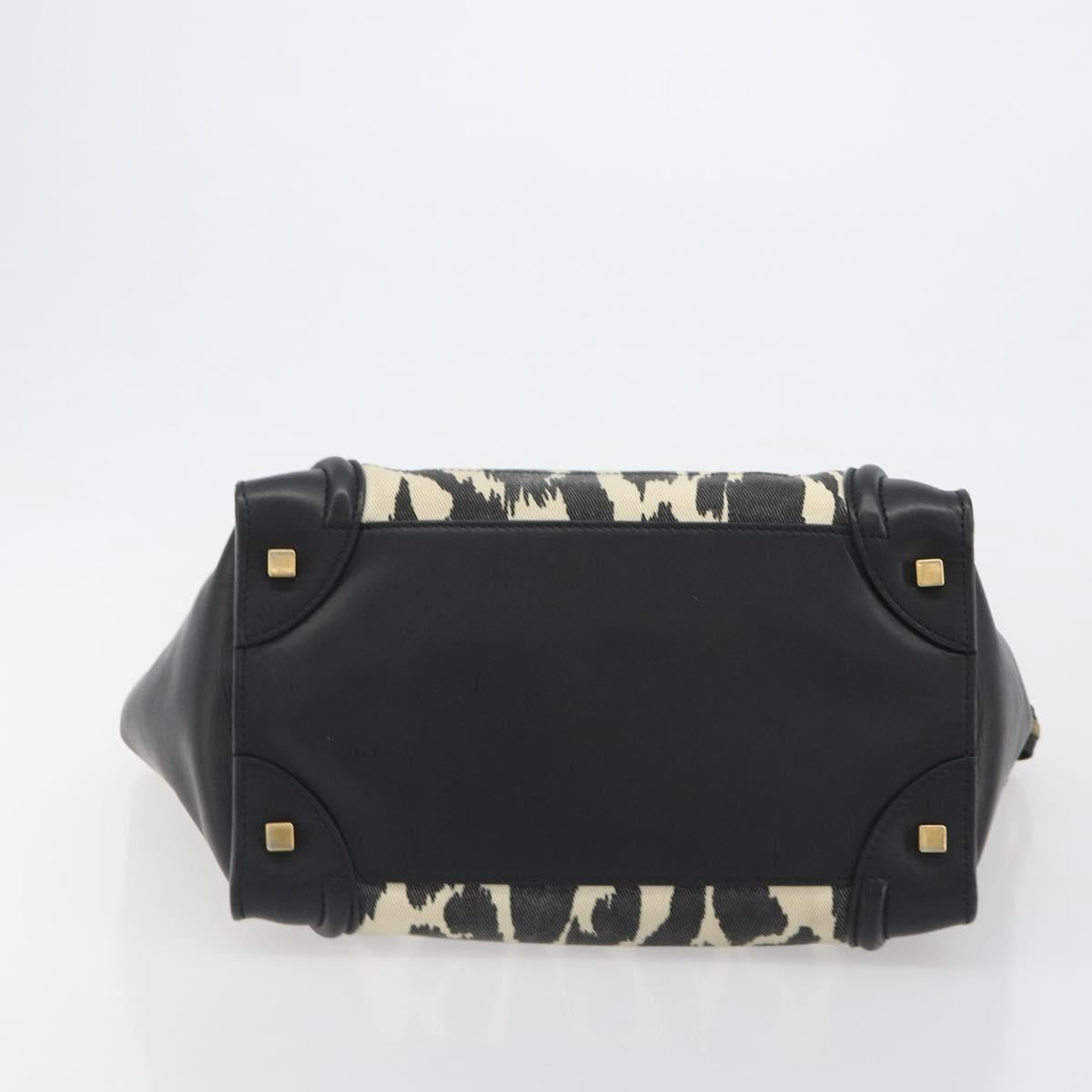 CELINE Luggage Hand Bag Canvas Black Gold Auth 191825V