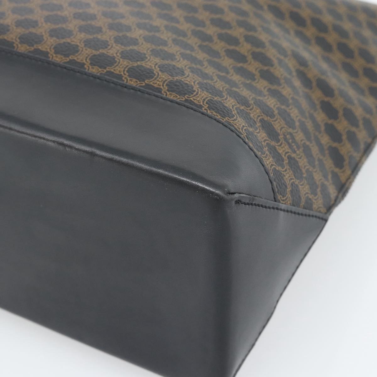 CELINE Macadam Canvas Tote Bag PVC Leather Black Gold Auth 191826V
