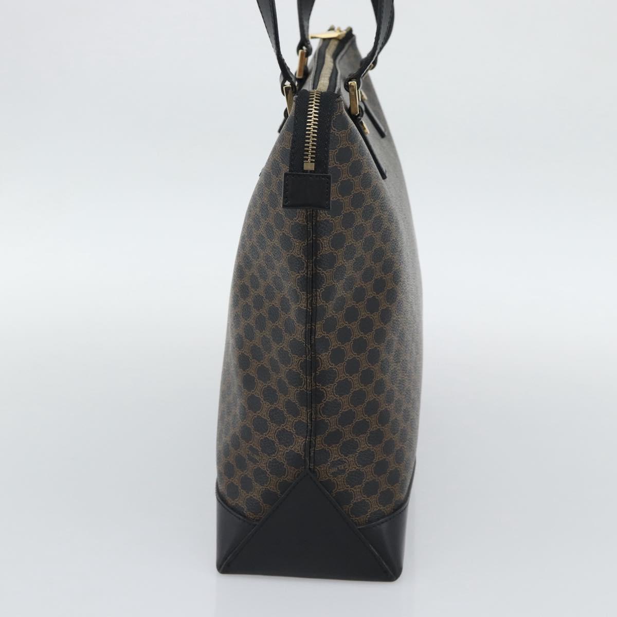 CELINE Macadam Canvas Tote Bag PVC Leather Black Gold Auth 191826V