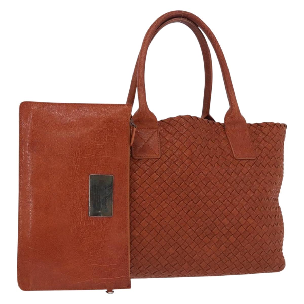BOTTEGA VENETA INTRECCIATO Cabas PM Hand Bag Leather Brown 141498 Auth 191828V