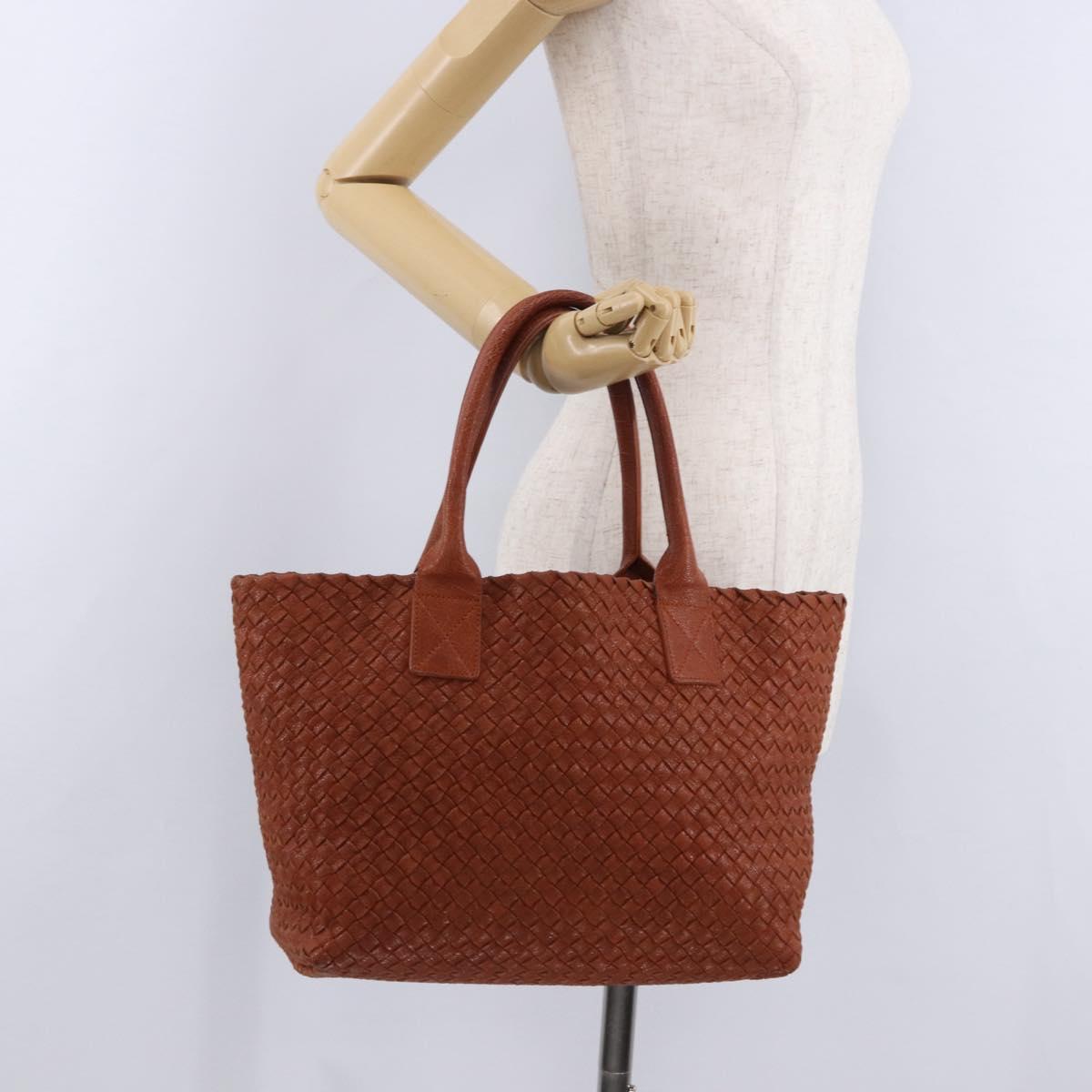 BOTTEGA VENETA INTRECCIATO Cabas PM Hand Bag Leather Brown 141498 Auth 191828V