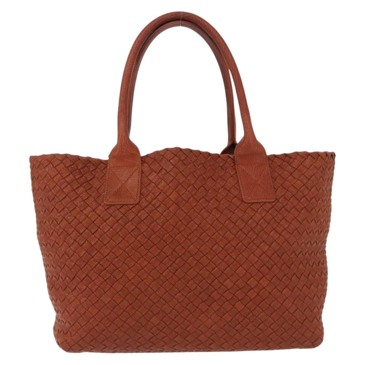 BOTTEGA VENETA INTRECCIATO Cabas PM Hand Bag Leather Brown 141498 Auth 191828V
