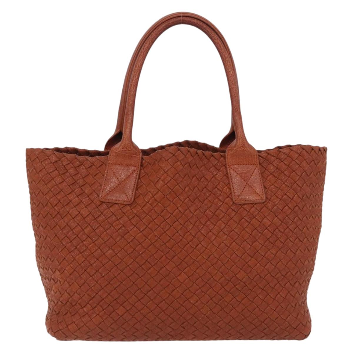 BOTTEGA VENETA INTRECCIATO Cabas PM Hand Bag Leather Brown 141498 Auth 191828V