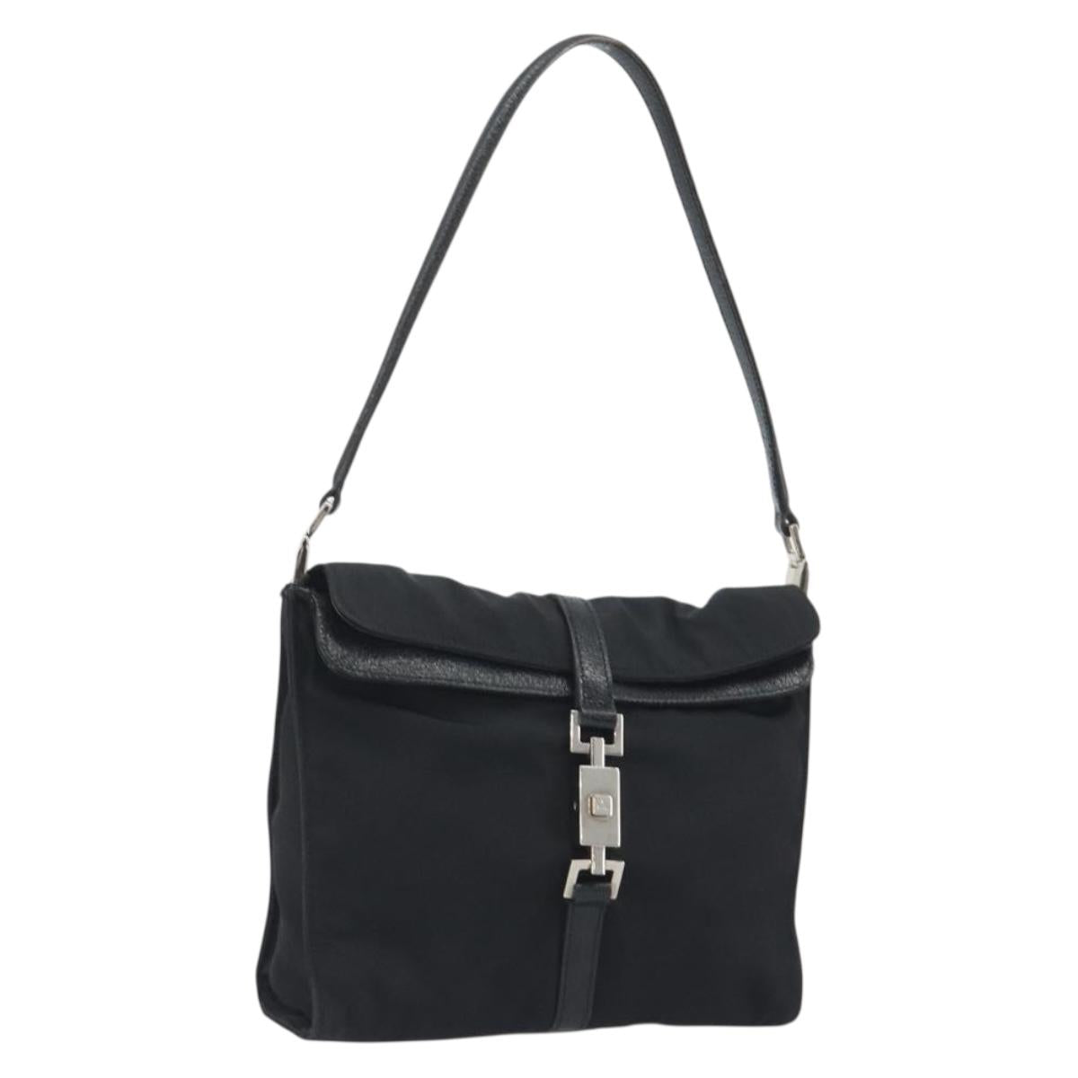 GUCCI Hand Bag Canvas Black Silver 001 3734 Auth 191829A