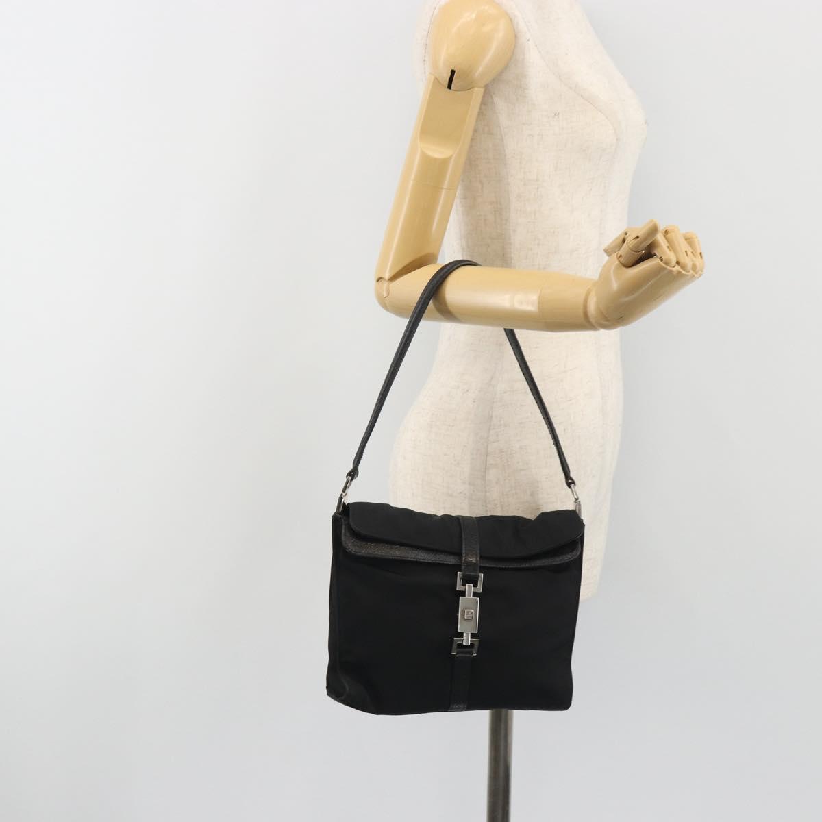 GUCCI Hand Bag Canvas Black Silver 001 3734 Auth 191829A