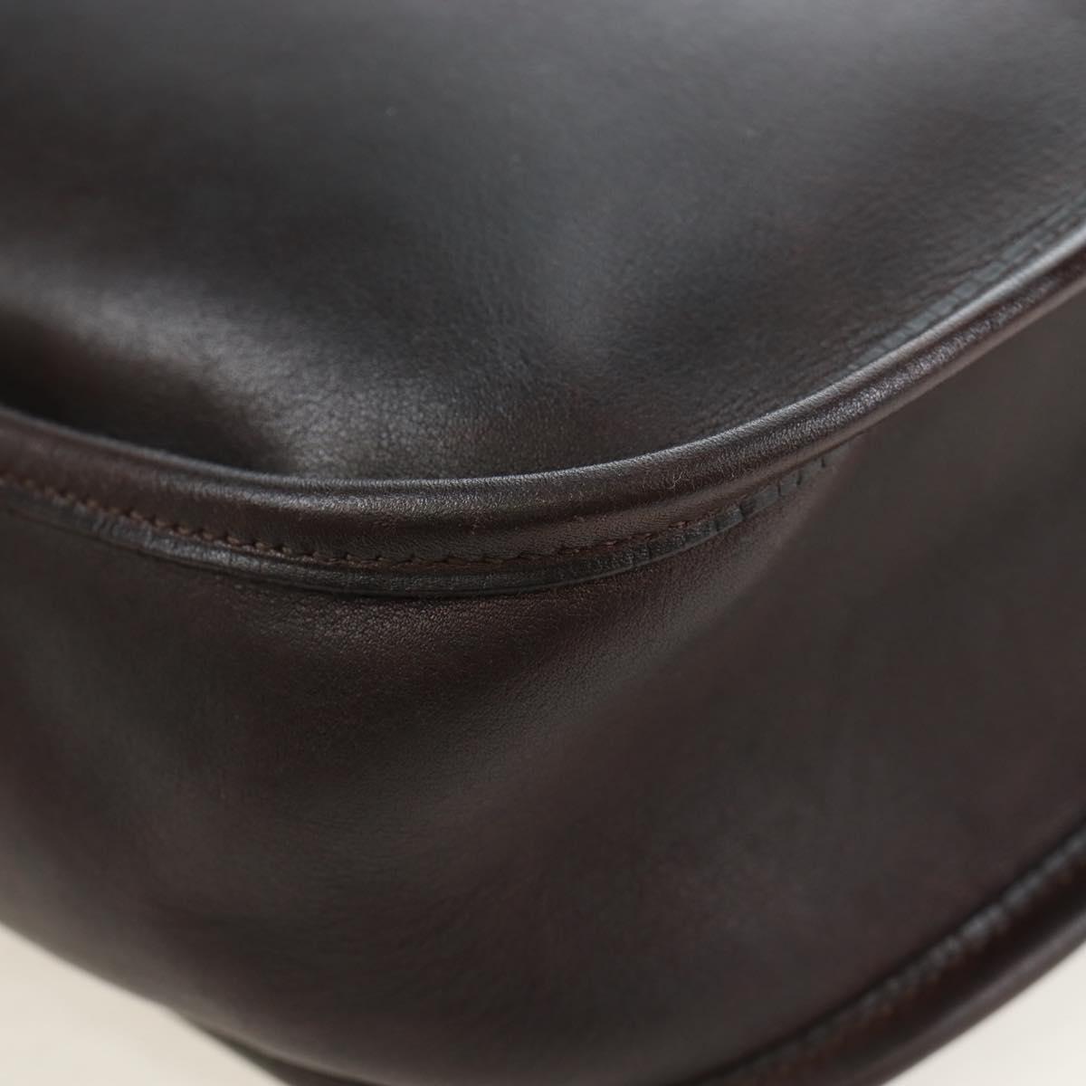 HERMES Evelyn Shoulder Bag Leather Brown Silver Auth 191831M