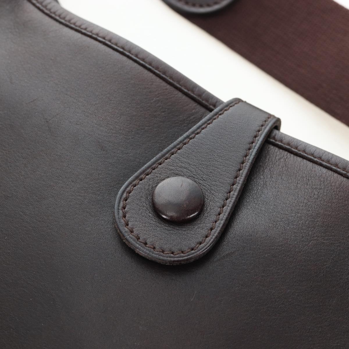 HERMES Evelyn Shoulder Bag Leather Brown Silver Auth 191831M