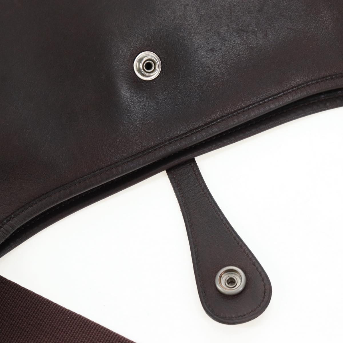 HERMES Evelyn Shoulder Bag Leather Brown Silver Auth 191831M